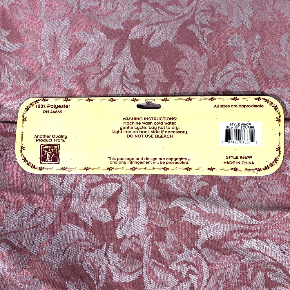 Pink Pillow Cushion Covers Zip Floral 16” Square Pink Cream Brocade Set of Four - Picture 3 of 13